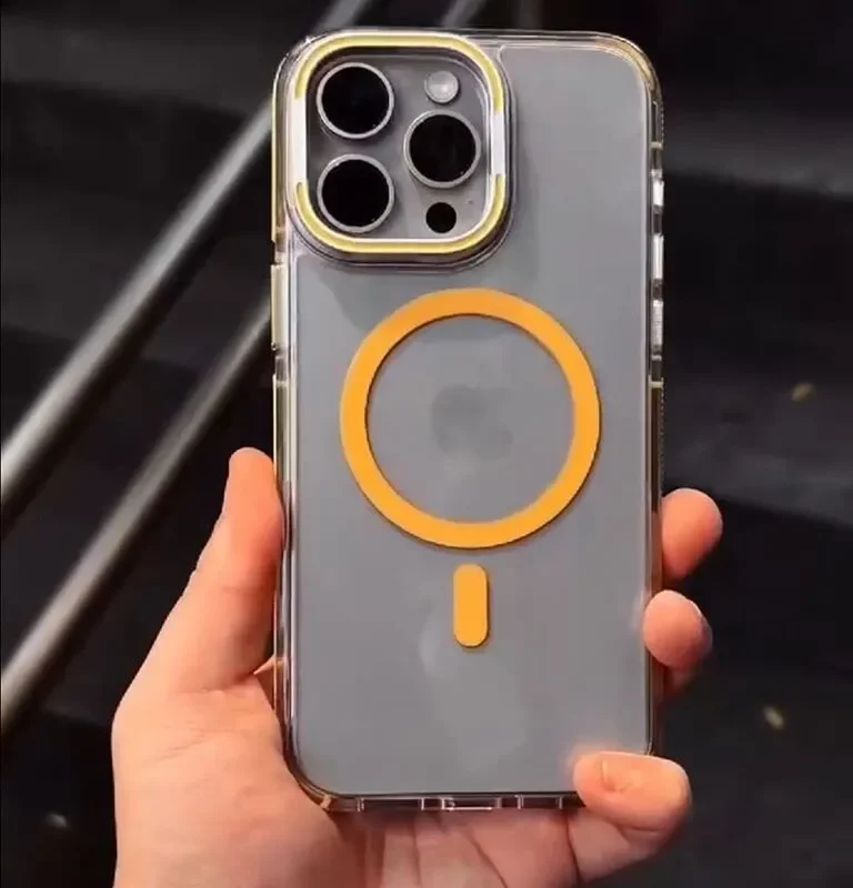 New Transparent Case With Camera Stand And Magsafe Support Avaiable For Iphone 12 to 15 Pro max