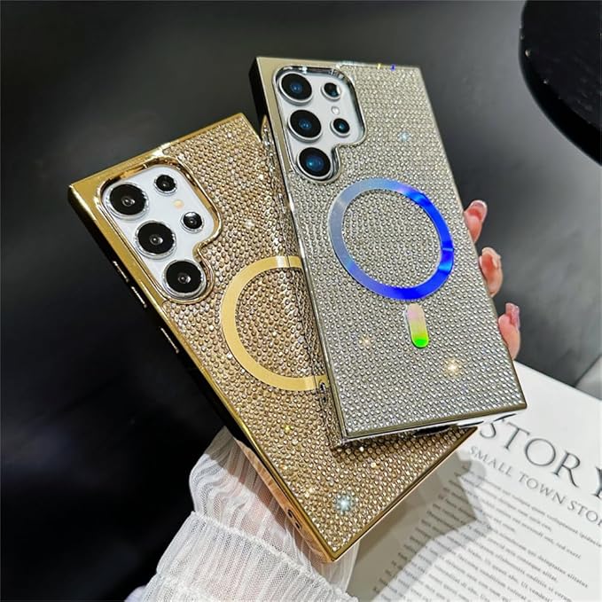 Stone Glitter Design Magsafe Support Hard Case For Samsung S23 Ultra / S24 Ultra