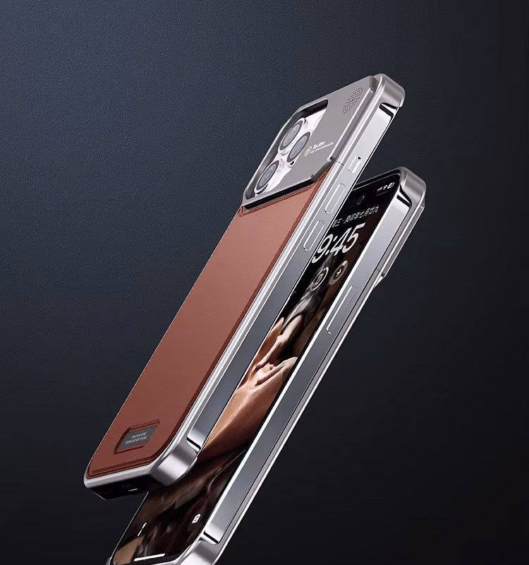 Aluminum  Alloy Aromatherapy Leather Iphone Case Withb Magnetic Wireless Charging Cooling Cover