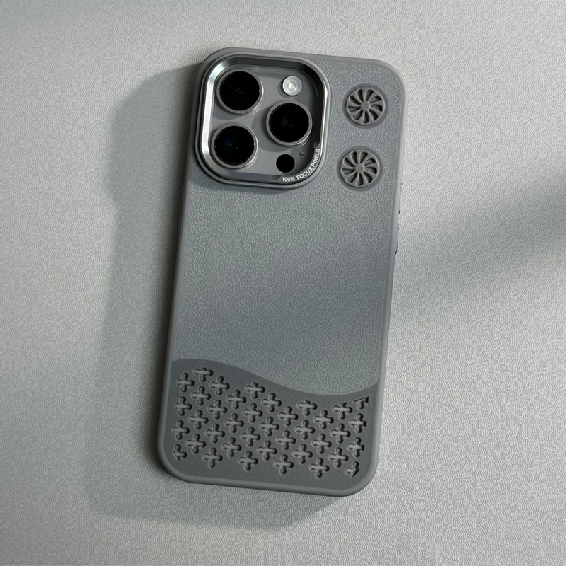 Metal Lens Leather Cooling MagSafe Phone Case For IPhone 12 To 15 Pro Max