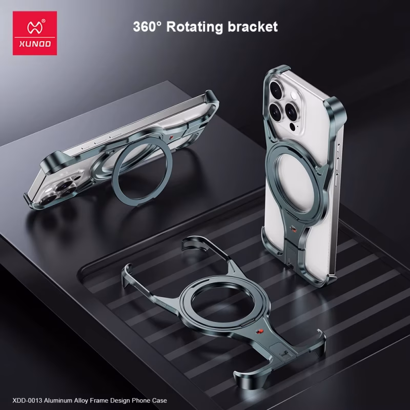 Xundd  Aluminum Alloy Protective Frame with 360° Rotatable Magnetic Stand For Wireless Charging
