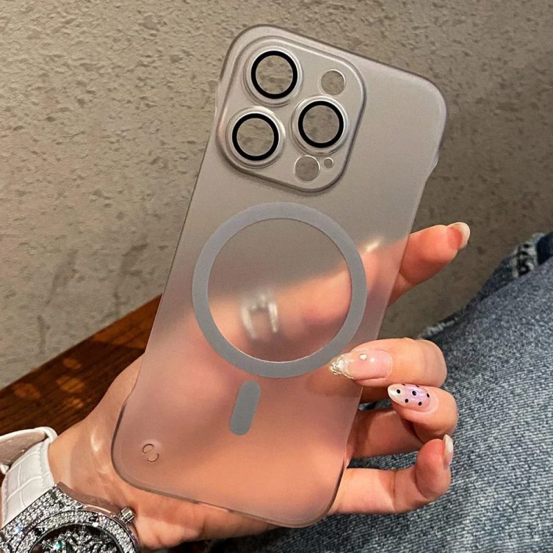 Frameless Ultra thin Magnetic Wireless Charging support with Lens Protection Case for iphone