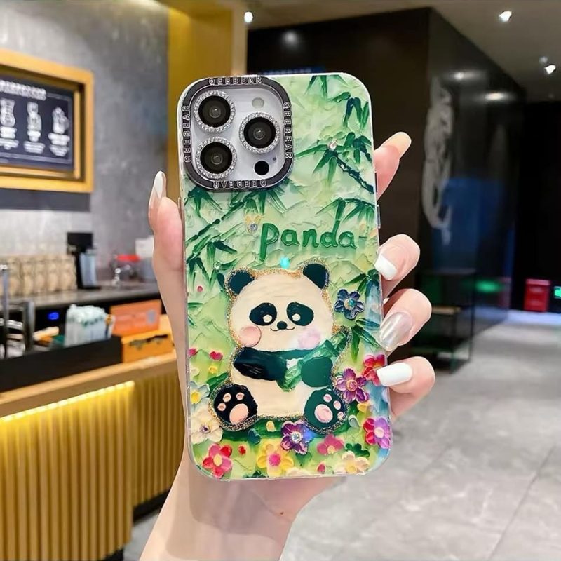 Ultra Glossy Cute Panda Case With Lanyard For iphone