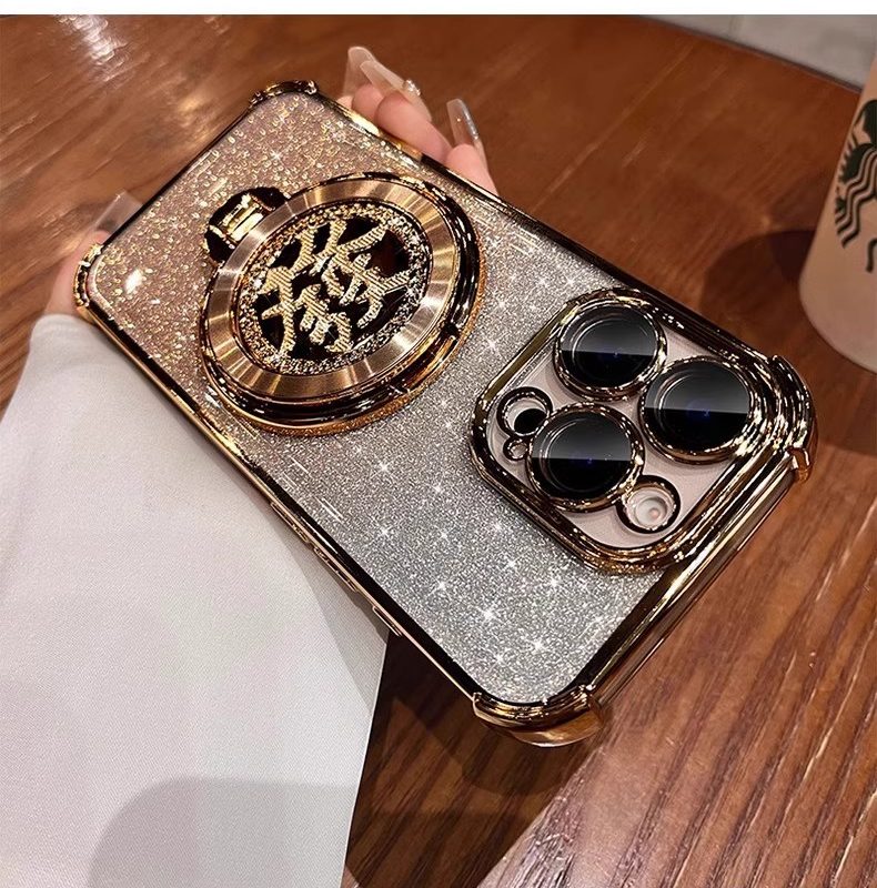 Spin Case With Glitter Design And Drop Protection For iphone