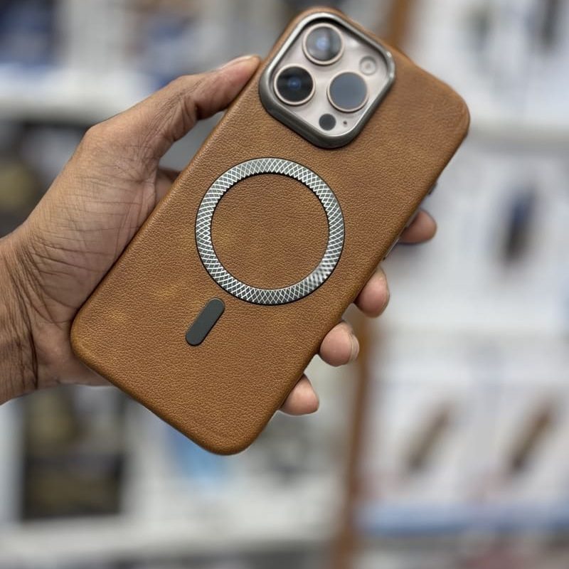 New Premium Pu Leather Magsafe Support Hard Case For iphone