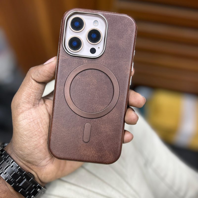 Premium Quality Leather Case With MagSafe Support Case For iphone