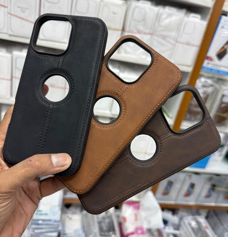Premium Leather Case Available For iPhone With Logo Hole