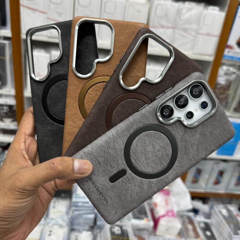 R.MBMAX Premium Quality Leather Texture Magsafe Support Hard For Samsung