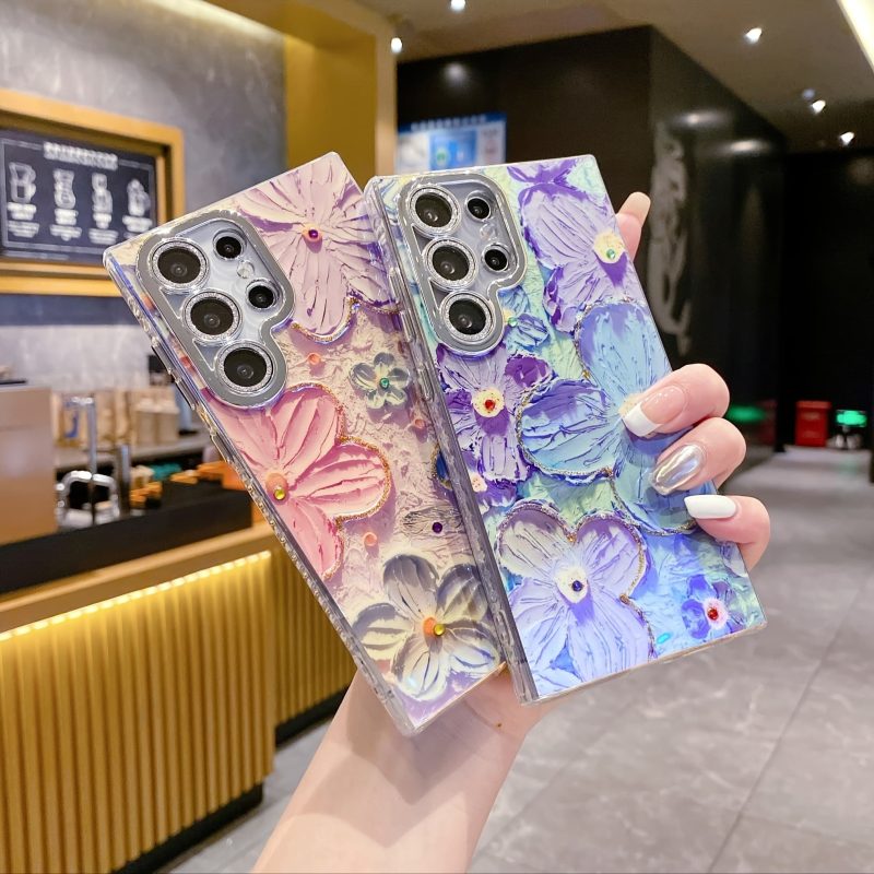 Floral Design 3D Hard Case With Camera Lens Protection For Samsung