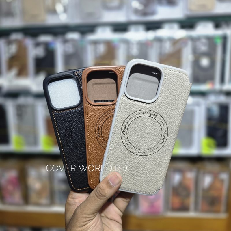 Premium Quality Pu leather Flip Case with MagSafe Support For iphone