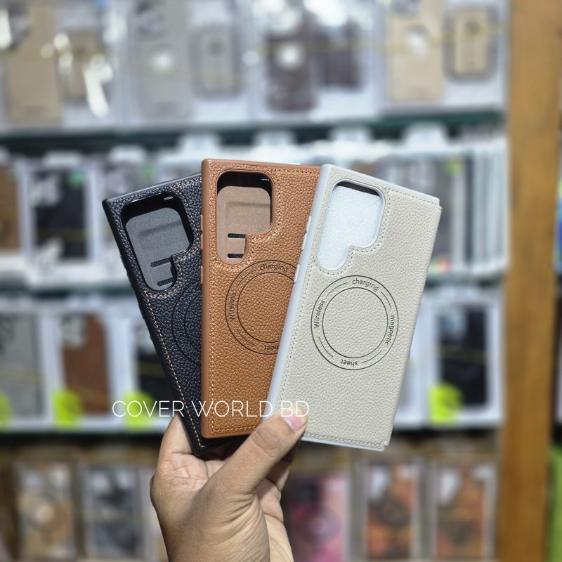 Premium Quality Pu Leather Flip Case with MagSafe Support For Samsung