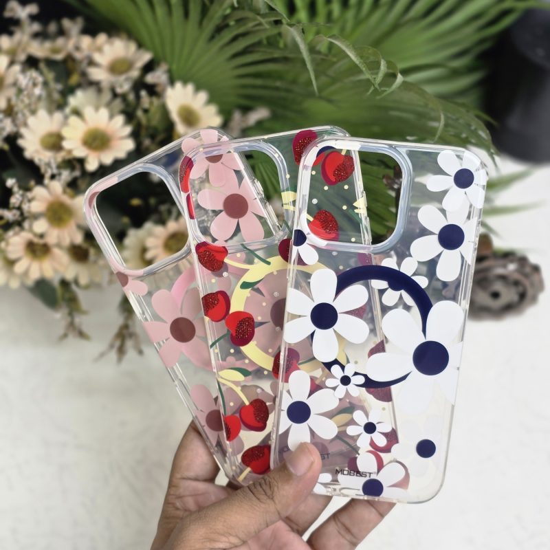 MMKio Brand Premium Floral Transparent Magsafe Support Hard Case
