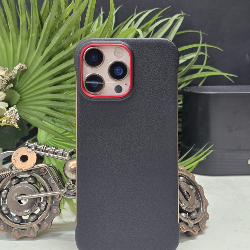 New Premium Pu Leather Side Cute Slim Hard Case With Camera Matel Frame