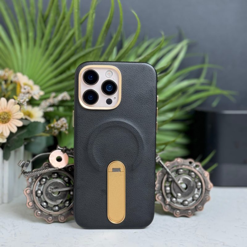 Premium Leather Case Available With MagSafe And Metal Stand Support