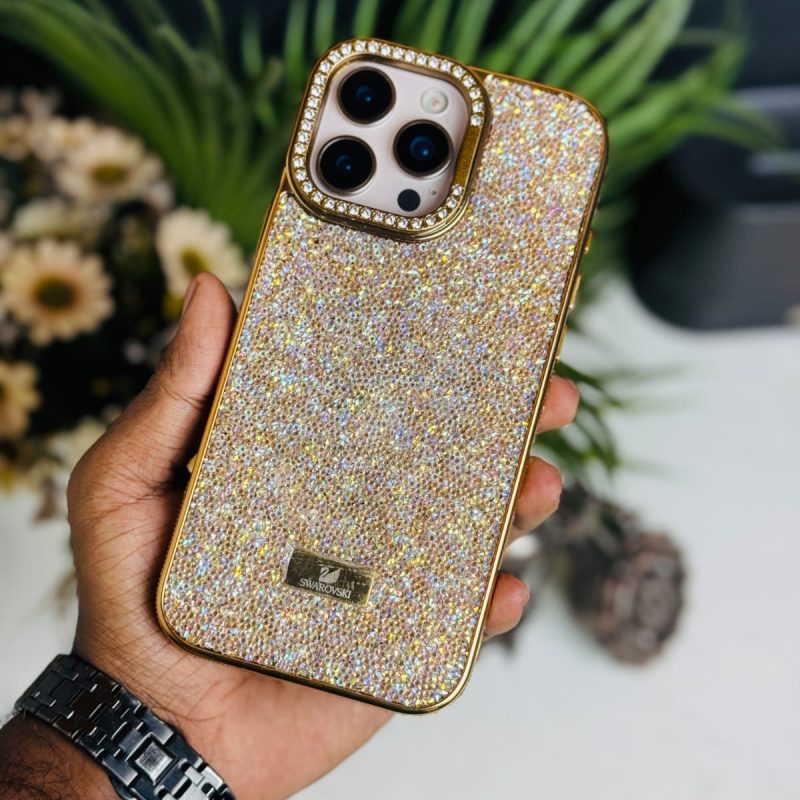 Premium Quality Real Stone Shining Hard Case With Camera Kickstand