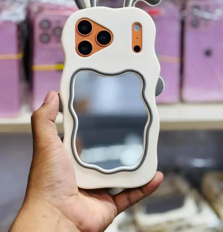 New Cute Back Mirror Premium Doll Design Soft Rubber Case for iphone