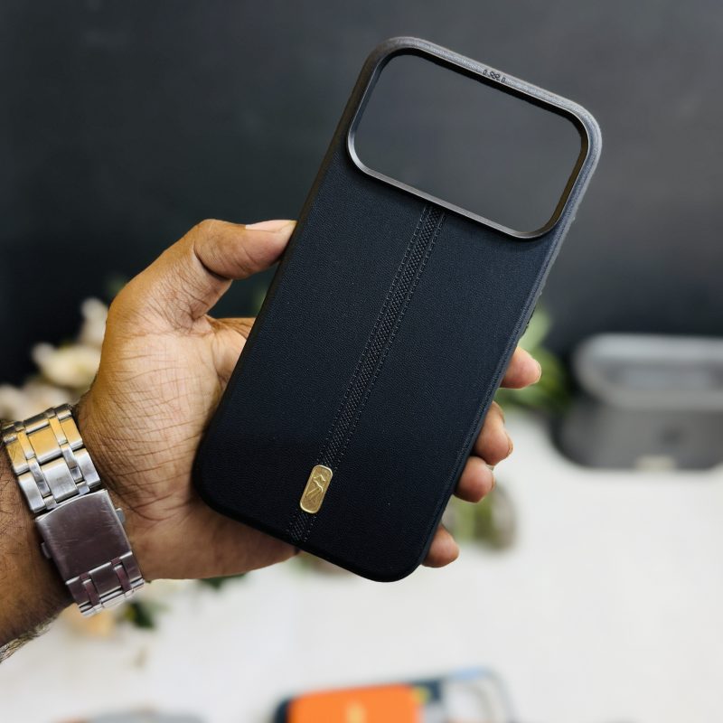 Premium Pu Leather Magsafe Support Hard Case With Matel Camera Frame