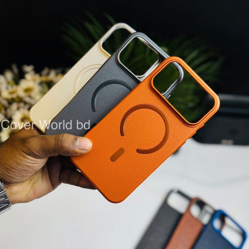 Rigid Polycarbonate Leather Design MagSafe Case | iPhone 17 pro, 17 pro max & 16 Pro Max