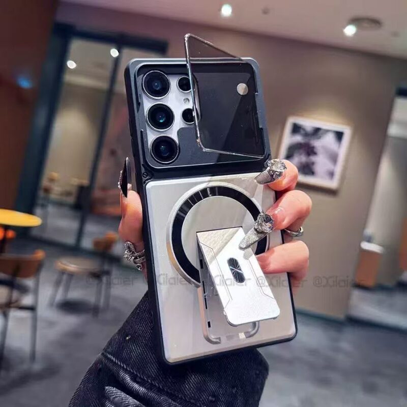 Premium Armor Magsafe Support Stand Hard Case With Windows Camera Protector